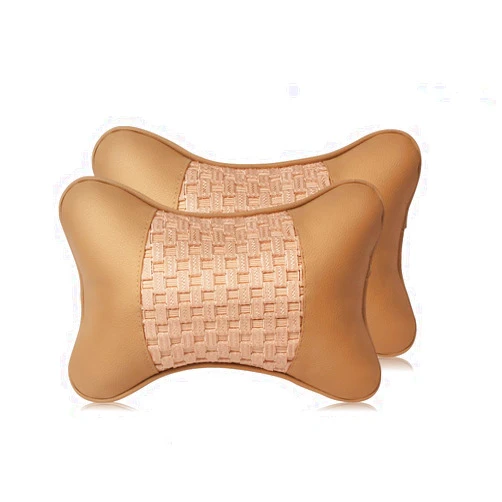 Alibo Car Neck Pillow 2pcs Breathable Car Headrest Pillow Ergonomic Cervical Blackrest Support Pillow Leather Auto Neckrest Cushion for Travel