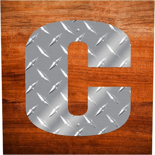 Deco Gables Designs Letter C Hanging Metal Wall Decor Durable Polished Aluminum Diamond Tread Pattern for Home Living Room Bedroom Garage Basement Indoor Outdoor with Mounting Hardware 7 Inches Tall