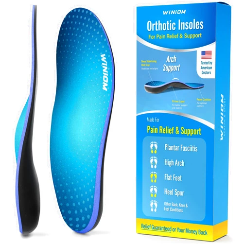 WINIOM Plantar Fasciitis Insoles with Arch Support - All in One Pain Relief Orthotics Inserts - Relieve Flat Feet & High Arch, Foot Pain - (Blue, Men 15-15.5)