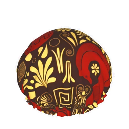 ZJJZ39-W Greek artifacts Shower Caps Bathing Hair Cap Elastic Reusable Band Hat Hair Bath Caps