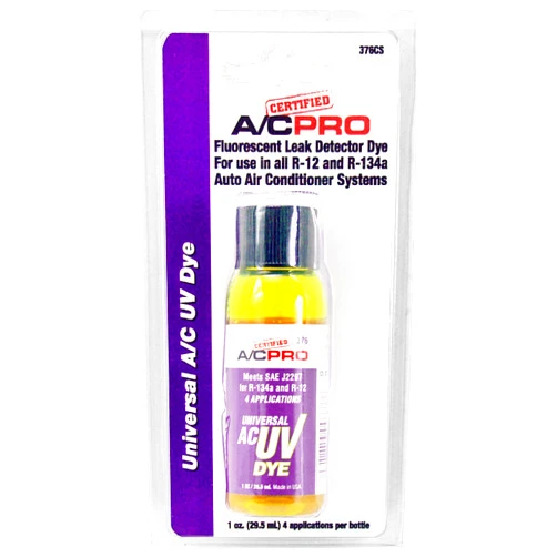 InterDynamics Certified A/C Pro Car Air Conditioner Leak Detector Dye, Detection UV Dye Detects Leaks in R-12 and R-134A Condition Systems, 1 Oz