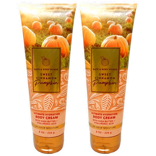 Bath & Body Works Bath and Body Works Sweet Cinnamon Pumpkin 2 Pack Ultra Shea Body Cream 8 Oz. (Sweet Cinnamon Pumpkin)