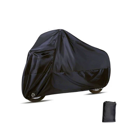 Jokormo 1 PC Motorcycle Cover with Lock-Holes, Waterproof Outdoor Motorbike Full Cover Accessories with Storage Bag, Universal Foldable Durable Motorcycle Protective Cover Replacement (Black)
