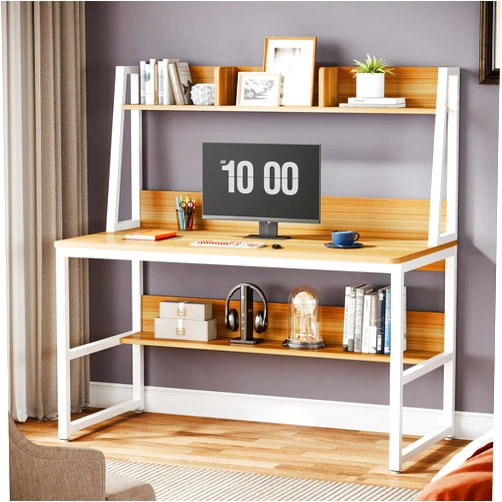 Tribesigns Computer Desk with Hutch, 47 inches Home Office Desk with Space Saving Design with Bookshelf for Small Spaces