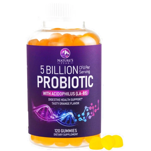 Nature's Peak Probiotic Gummies 5 Billion CFU - Daily Probiotic Gummy Supplement for Women, Men & Teens - Natural Digestive Health, “Good” Gut & Immune Support with 6 Pro Biotic Strains - Orange Flavor - 120 Count