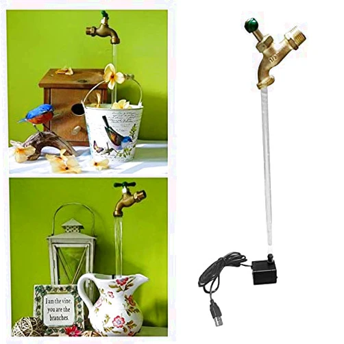Zerone Invisible Flowing Spout Watering Can Fountain Yard Art Decoration Floating Tap Fountain Magic Hanging Faucet Desktop Ornaments for Home Garden Courtyard Decor (black A)