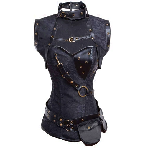 Charmian Women's Steampunk Spiral Steel Boned Vintage Retro Corset Tops Bustier