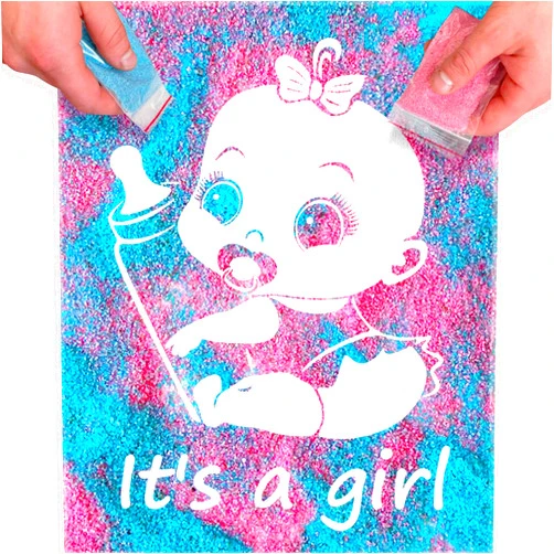 FETTIPOP Gender Reveal Exposuring Art Canvas Kit (It’s a Girl), Surprise Baby Shower Pregnancy Announcement 7.9x9.8 inch.