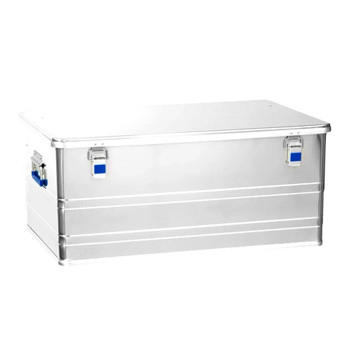 Hünersdorff Aluminium box professional 140 litres, waterproof with rubber seal, lightweight, stable, folding handles, preparation for locks, colour: silver.