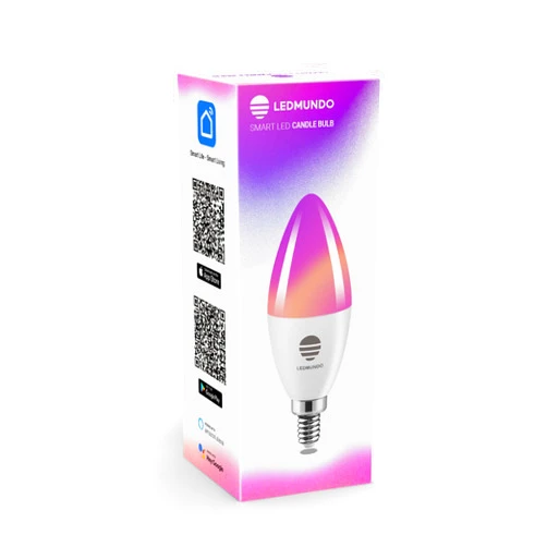 LEDMUNDO E12 Smart Light Bulbs 60W Equivalent, 6W WiFi Candle Candelabra E12 LED Bulb Compatible with Alexa/Google Assistant, Timer, Music Sync, No Hub Required, 2.4GHz WiFi Only, 82+CRI, 1PC