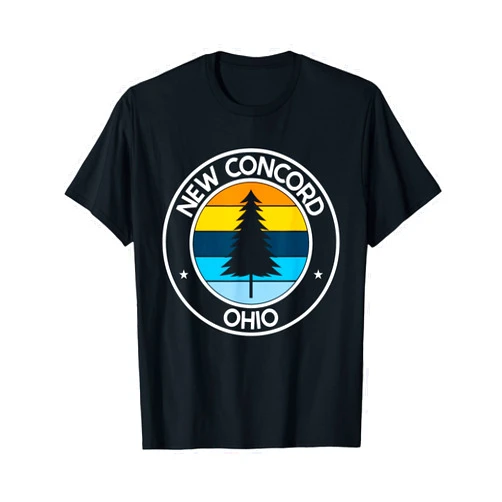 Ohio City Pride Pine Tree Retro Sunset New Concord Ohio OH USA City Pride Retro Sunset T-Shirt