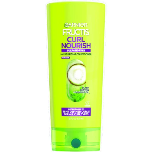 Garnier Fructis Curl Nourish Conditioner, Curly Hair Conditioner with Coconut Oil and Plant Protein, Up to 48HR Defined Curls for all Curl Types, 21 Fl Oz (Packaging May Vary)