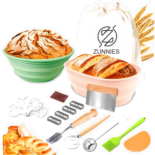 ZUNNIES Sourdough Starter Kit, Banneton Bread Proofing Basket, Easy to Make Bread at Home Kitchen