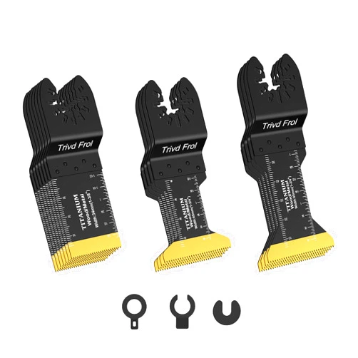 Trivd Frol 15 PCS Titanium Oscillating Saw Blades Metal Cutting, Universal Multitool Blades for Soft Metal Nails Hard Material and Wood Plastic, Multi Tool Blades Kits Fit Dewalt Bosch Milwaukee Ryobi