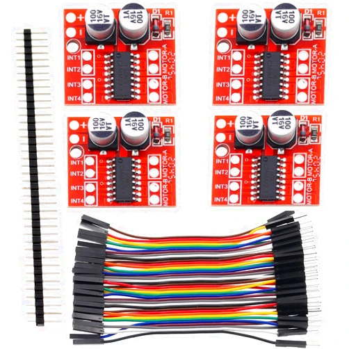 Aihjcnele 4pcs Dual Channel H-Bridge DC Stepper Motor Driver Module 1.5A 2 Channel 2 Way PWM Speed DC Motor Controller MX1508 Mini L298N DC2V-10V for Smart Car Power with Pin with Cable (MX-1508)