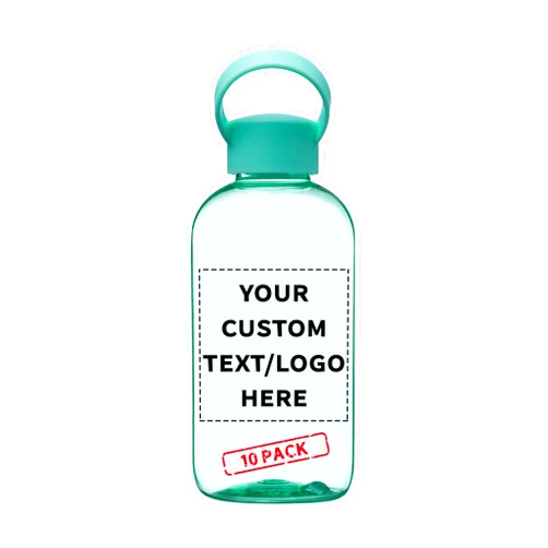 DISCOUNT PROMOS 10 Beau Water Bottles with Handle Set, 20 oz. - Customizable Text, Logo - Flexi-Grip, Plastic, Drinkware - Mint