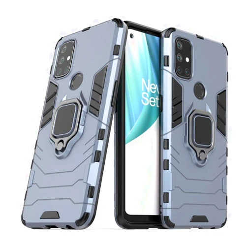 MaiJin LuluMain Compatible with 1+Nord N10 Case, Metal Ring Grip Kickstand Shockproof Hard Bumper (Works with Magnetic Car Mount) Dual Layer Rugged Cover for OnePlus Nord N10 5G (Navy Blue)