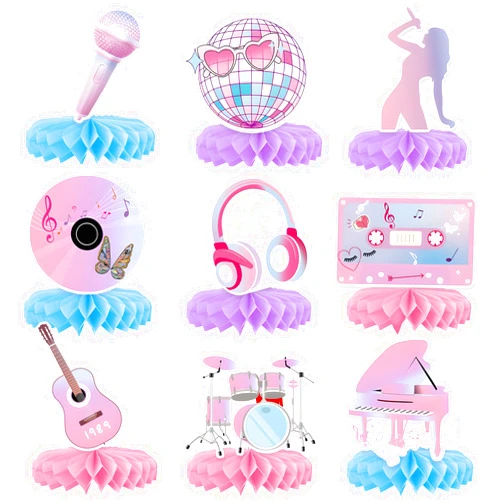 KSKSPE Birthday Party Decorations Music Lover Honeycomb Centerpieces,KSKSPE Party Decorations for Singer Themed Party Girls Birthday Fans Celebration Party Supplies