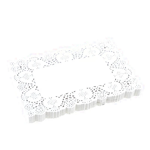 DECORA 9X6.5 Inch Rectangle White Paper Doilies for Birthday Party Wedding Tableware Decoration,Pack of 200