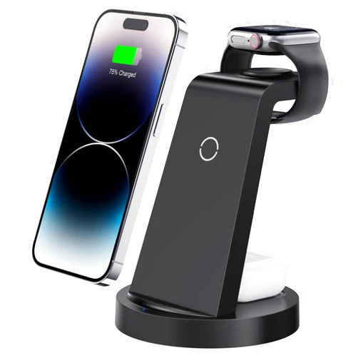 Anlmz 3 in 1 Charging Station for iPhone, Wireless Charger for iPhone 16 15 14 13 12 11 X Pro Max & Apple Watch - Wireless Charging Station for AirPods 4 3 Pro
