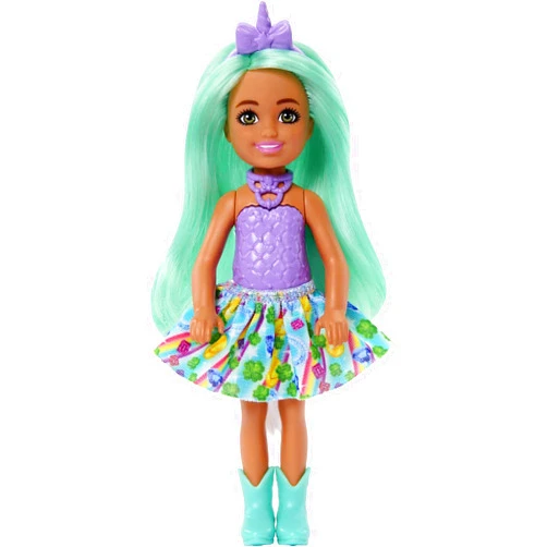 Barbie Dreamtopia Chelsea Unicorn Small Doll with Detachable Tail, Horn Headband Accessory & Green Hair, Bends at Waist