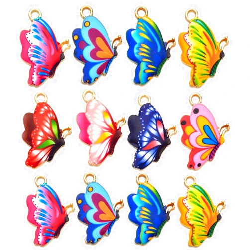 DIYstore 30 Pcs Mixed Color Alloy Enamel Butterfly Charms Pendant for Earrings Bracelets Necklace DIY Making Jewelry Making Accessories