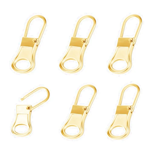 NQEUEPN 6pcs Zipper Pull Replacement, Detachable Zipper Pulls Zipper Replacement Zipper Repair Kit Zipper Replacement Slider for Jacket Pants Coat Shoes Suitcase Backpack (Light Gold)