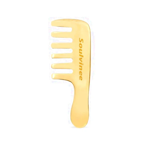 Soulvinee Bronze Kansa Gua Sha Massage Tool - kansa Comb with handle -Tendon Massage Scraping Tool Muscle Pain Relief, Myofascial Stress Release and Breaking up Scar Tissue