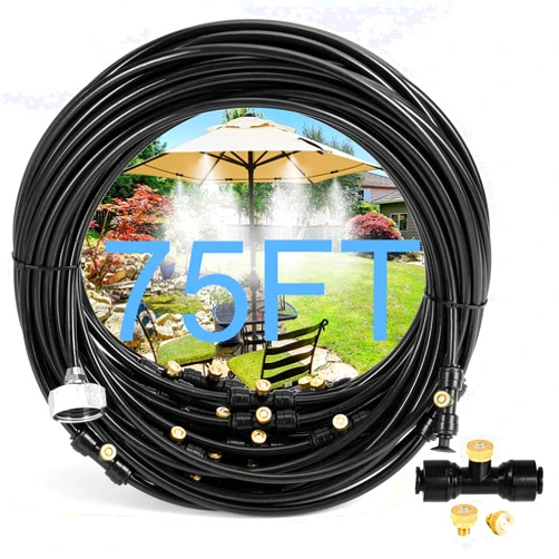 Bonviee Misters for Outside Patio, 75FT Misting Cooling System for Patio, 75FT (23M) Misting Line+28 Mist Nozzles+3/4