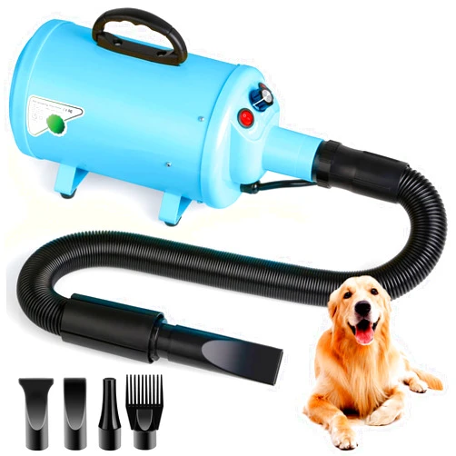 VOWNER Dog Hair Dryer, 3.8HP 2800W Pet Grooming Blower for Large Dogs Hair Force Blaster with Heat, Stepless Speed Adjustable Strong Power Wind, Blue