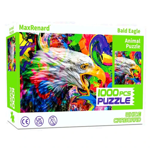 MaxRenard Game 1000 Pieces Jigsaw Bald Eagle with Glue Sheets