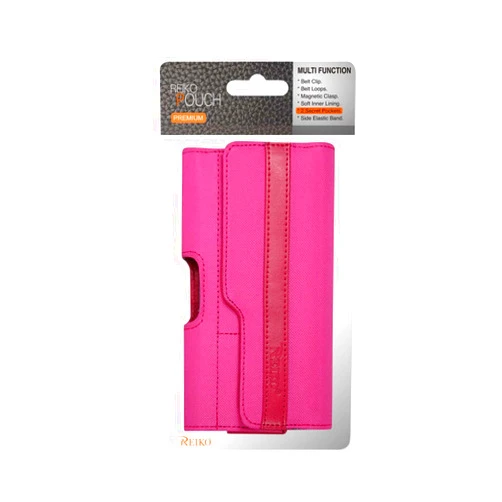 Reiko Horizontal Rugged Pouch Belt Clip Holster Case for SAMSUNG GALAXY S5/ SM-G900A/ G900V/G900P/ G900T/ G900M/ G900R4 - Retail Package -Hot Pink