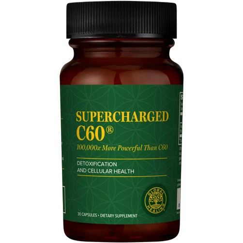 Global Healing Center Supercharged C60 - Micro-Activated Carbon Fullerene w/Organic MCT Powder, 10 Times More Powerful Than Regular C60 Supplements - Helps Detoxification, Aging (30 Capsules)