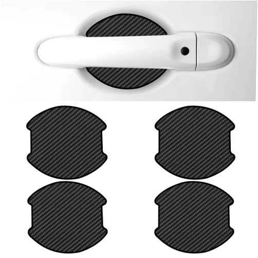 OMEGEPI Car Door Handle Protector, 4Pcs TPU Carbon Fiber Anti-Scratches Protectors, Universal Car Door Handle Cup Paint Guard Protective Films, Self-Adhesive & Non-Marking (Large)