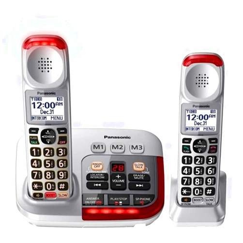 Panasonic KX-TGM450S + (1) KX-TGMA45S Volume Booster Upto 50 dB Slow Talk Control Noise Reduction Talking Caller ID Amplified Cordless Phone-2 Handset