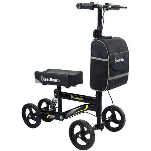 BlessReach Economy Knee Scooter, Steerable Knee Walker, Foldable Knee Scooters for Foot Injuries Adult Best Crutches Alternative Black