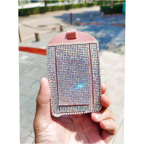LuckyMao Bling Luggage Tag 2 Packs Pink Glitter Sparkle Diamond Luggage Tags Blue Rhinestones Glitter Baggage Handbag School Bag Suitcase Instrument Tag