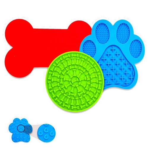 ECOUR Licking mat for Dogs & Cats 3 Pack, Dog Slow Feeder, Lick mat for Dogs with Suction Cups, Perfect for Yogurt Peanut Butter Treat, Boredom Anxiety Reducer, with Cleaning Brush