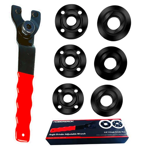 HOBEREROK Angle Grinder Wrench Spanner Wrench Flange Nut 5/8-11 6 PCS Compatible with Makita Dewalt Milwaukee Metabo Bosch Ryobi Black Decker Grinder Parts