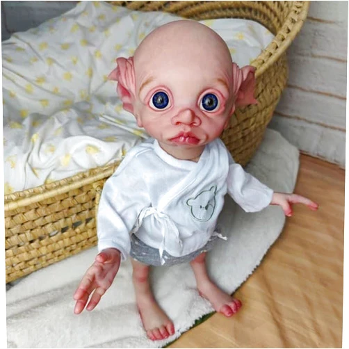 Zero Pam Realistic Reborn Baby Doll Lifelike Alien Doll Full Body Silicone Vinyl Real Life Fairy Elf Doll Fantasy Fariy Tale Doll 17 Inch Intelligent Beings Toys Can Take Bath
