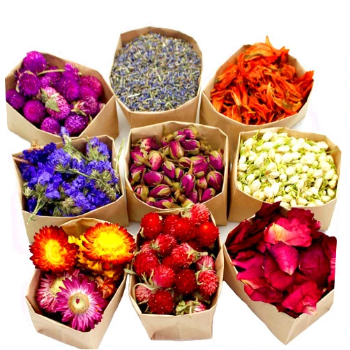 Oameusa 9 Bags Set Dried Flowers Artisan Dried Flower Kit - Candle Making Soap Making DIY Candel Natural Flowers-Lemon,Lavender,Roseleaf,Pink Rose,Red Rose,Jasmine,Rose Petal and More