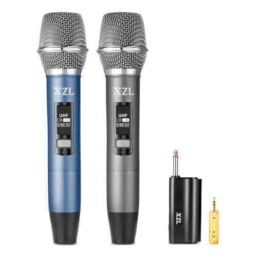 XZL Professional Wireless Microphone for Karaoke Singing, Two Rechargeable UHF Microphones with 1/4