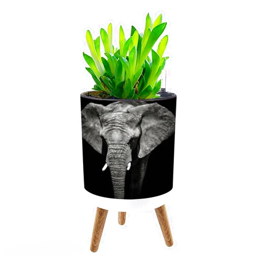 UHMLTCRBOD Planter with Stand Portrait Elephant Boho Plant Pot with Legs Standing 8.7” Flower Pots Self-Watering Planters with Water Inlet & Water Level Indicator Indoor Decor
