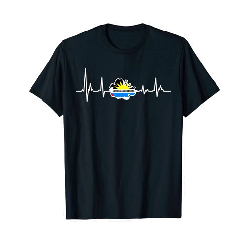 Heart Beat Design Antigua and Barbuda.png Flag Apparel T-Shirt