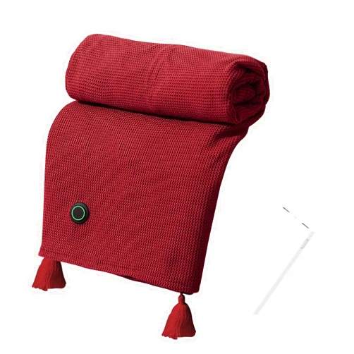 LANMOK Portable Heated Shawl, USB Heated Shawl Blanket, Wearable Electric Heating Blanket with 3 Heating Settings, Fast Heating Electric Blanket, Heat Pad for Outdoor, Home (Red, with Charger)