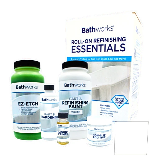 Bathworks Bathtub Refinishing Kit: Essentials Kit & Ez Etch Kit (White)