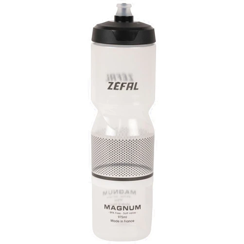 ZEFAL Magnum Large Capacity, Reusable Bike/Mountain Bike and Sports Bottle, BPA-Free – Soft Water Bottle with Screw Lid – Made in France – Black (Translucent), 975 ml