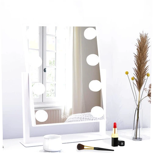 BWLLNI Lighted Makeup Mirror Hollywood Mirror Vanity Mirror with Lights, Touch Control Design 3 Colors Dimable LED Bulbs, Detachable 10X Magnification, 360°Rotation, (White) 12