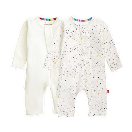 Magnetic Me Grow With Me Convertible Coveralls | 100% Organic Cotton Magnetic Baby Coverall Pajamas 2-Pack
