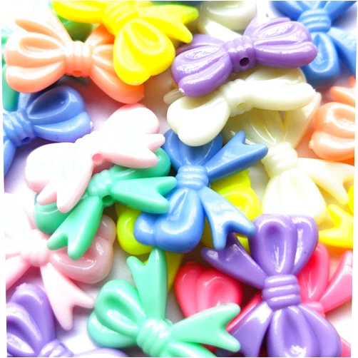 Mo Sheng Accessory 30pcs Beautiful Bows Acrylic Charm Necklace Bracelet Chain Jewelry Making Colorful Beads DIY Craft Supply (Bow)